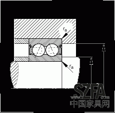 角接觸球軸承 30/8-B-2Z-TVH, 雙列，雙側間隙密封，接觸角 α = 25°